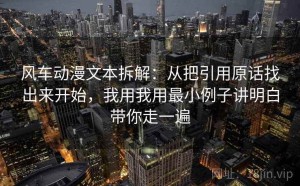 风车动漫文本拆解：从把引用原话找出来开始，我用我用最小例子讲明白带你走一遍